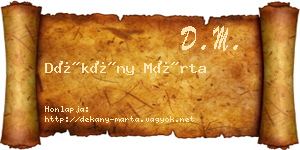 Dékány Márta névjegykártya