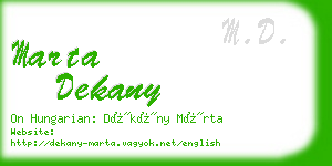 marta dekany business card